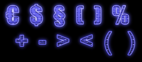 Lichtschrift, Buchstaben, Ziffern, Sonderzeichen  © mekcar