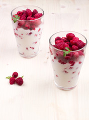 Two glasses of raspberry dessert