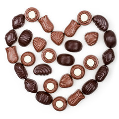 Heart from chocolate candies