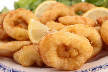 fried calamari and lettuce