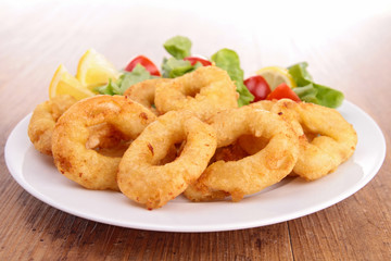 fried calamari and lettuce