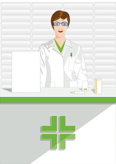 farmacia donna farmacista vettoriale
