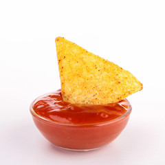 tomato sauce and tortilla chips
