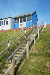 Colorful Beach Huts at Sandilands, Lincolnshire, UK.