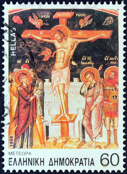 Crucifixion, painting, Great Meteoron monastery (Greece 1994)