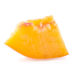 Slice of peach, isolated on white background