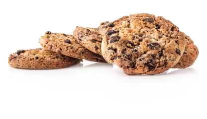 Chocolate pastry biscuits isolated on white background