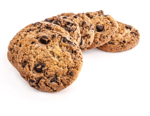 Chocolate pastry biscuits isolated on white background