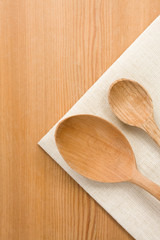 wooden spoon as utensils on table