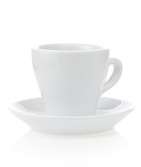 empty ceramic cup on white
