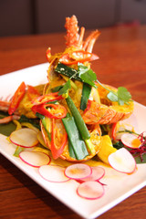 Lobster with ree curry sauce, Thai foods.