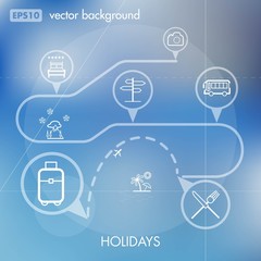 Holidays and Travels Creative Icon Background Concept