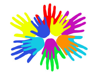 Set of colorful hand prints