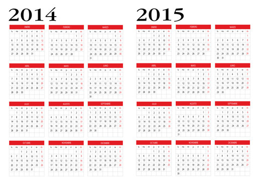 Calendar 2014 and 2015