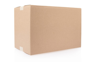 Cardboard box closed, clipping path included