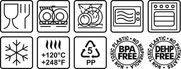 Symbols for marking plastic dishes