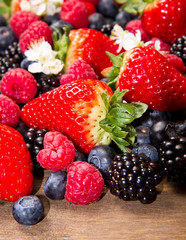 Berries on Wooden Background