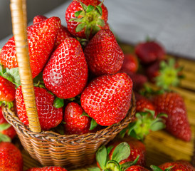 A bunch of strawberry on the table.