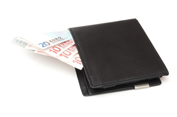 Wallet with euros isolated