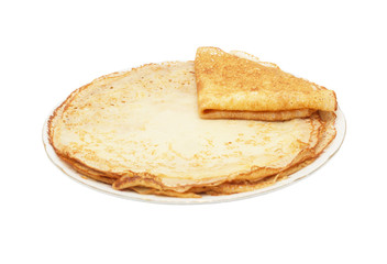 traditional russian crepes, isolated on white