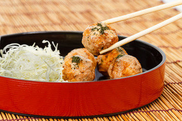 Takoyaki : Meat balls as Japanese style.