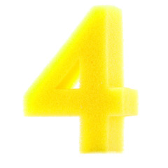 Obraz premium alphabet number 4 letter sponge on white background with work pa