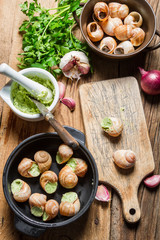 Snails with garlic butter before cooking