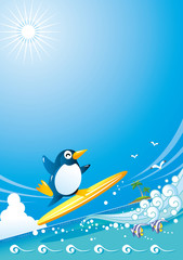 ペンギンのサーフィン（縦）