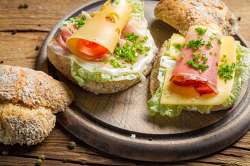 Sandwiches made of fresh vegetables