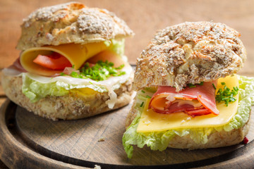 Closeup of sandwiches made of fresh vegetables