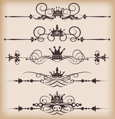 Fototapeta premium Vector set. Victorian Scrolls and crown. Decorative elements