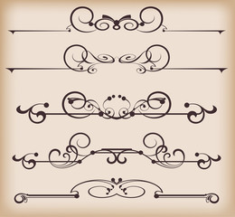 Fototapeta premium Vector set. Victorian Scrolls and crown. Decorative elements