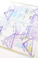 Passport stamps entering  Japan, Thailand