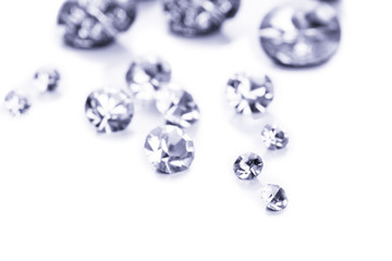 Beautiful shining crystals (diamonds), isolated on white