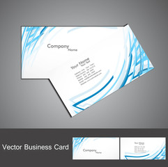 abstract blue colorful line wave business card set vector