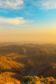 Mountains Of Mojave Desert At Sunset. USA. California.