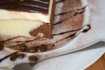 Cake and coffe beans