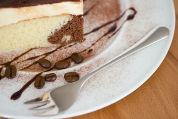 Cake and coffe beans