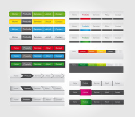 web bar menu with button for website - set.