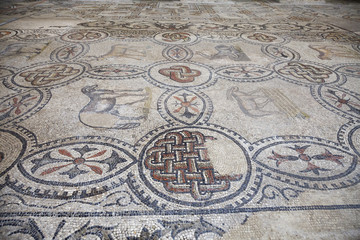 Fototapeta na wymiar Mozaika z postaciami zwierząt, Bazylika w Akwilei