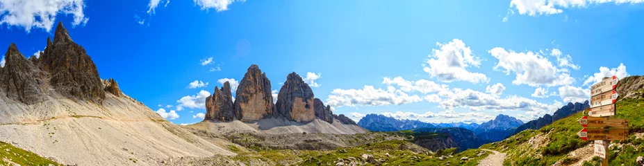 Fotobehang Dolomieten Tre Cime di Lavaredo - Dolomiet - Italië, panorama