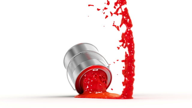 falling paint can, made in slow motion 3d animation