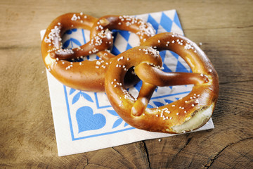 Pretzel on bavarian napkin