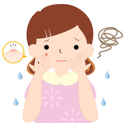 女性　肌のトラブル　ニキビ