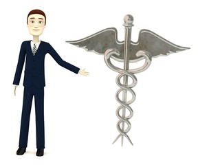 3d render of cartoon character with caduceus