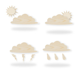 collection weather icons ,wood texture