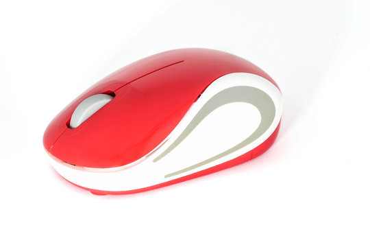 Red mouse on a white background