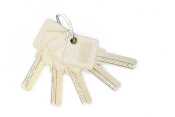 set of door keys isolated on white background