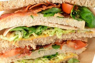 Luxury club sandwich bacon and chicken.