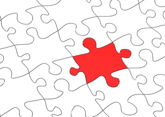 Red jigsaw puzzle